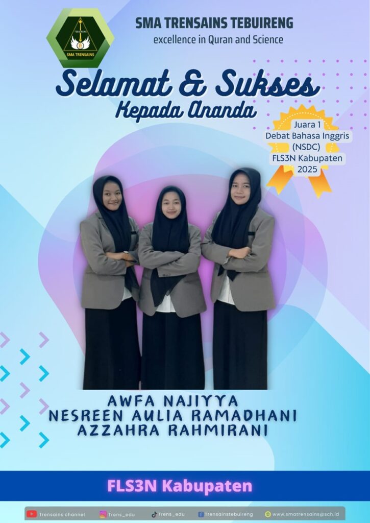 Siswi SMA Trensains Raih Juara 1 Lomba Debat Bahasa Inggris