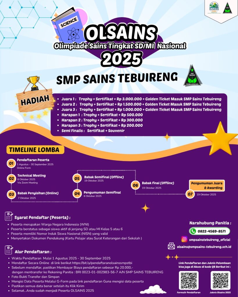 Ikuti Olimpiade Sains tingkat SD/MI se Nasional